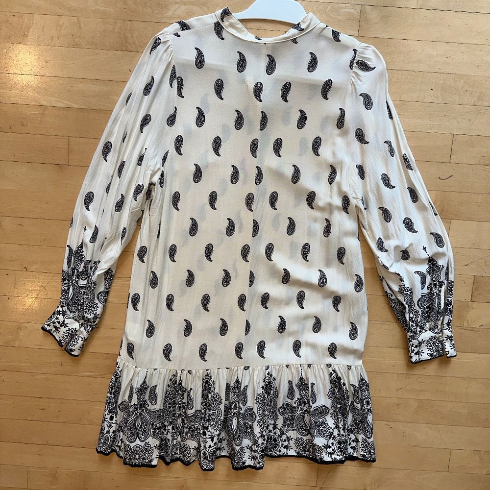 H&M cream/black paisley viscose dress, L, PG1452 - Picture 5 of 5